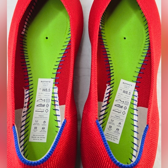 Rothy's Ballet Flats Pointed Toe Bright Red Women's Size 8.5 - Picture 11 of 14